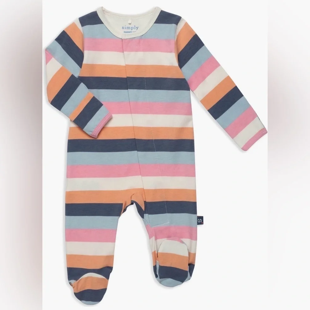 NWT MAGNETIC ME STRIPPED ORGANIC COTTON FOOTIE 12/18M